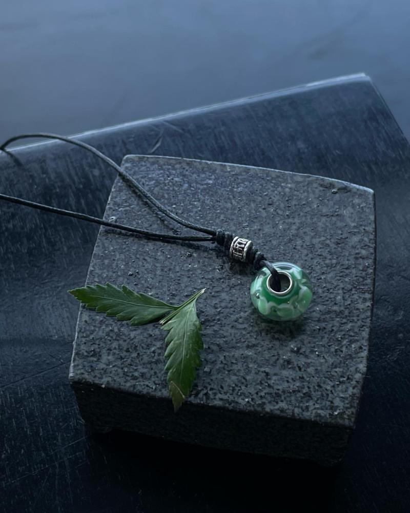 [자개꽃 그린] 925실버 천연 마블링 팬던트