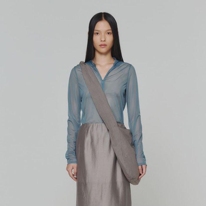 SHEER HOODED ZIP UP JUMPER (3COLORS)
