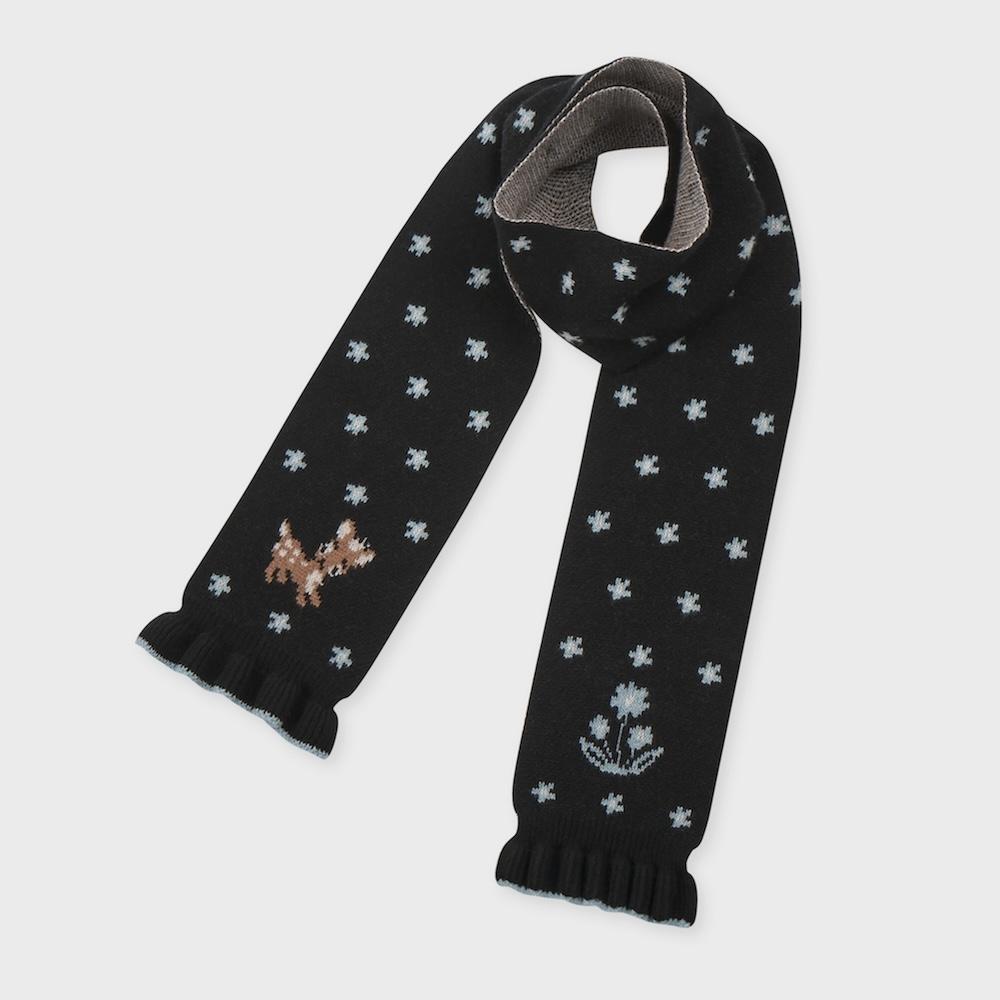 NAT wool ruffle muffler roseraie black