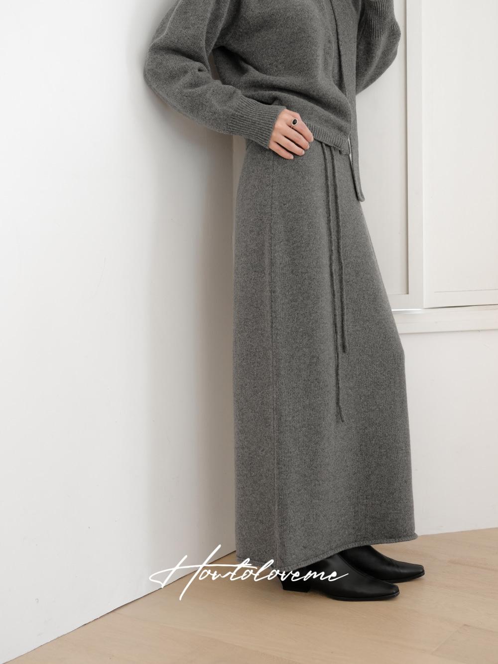 오린 스트링 니트 스커트[gray]