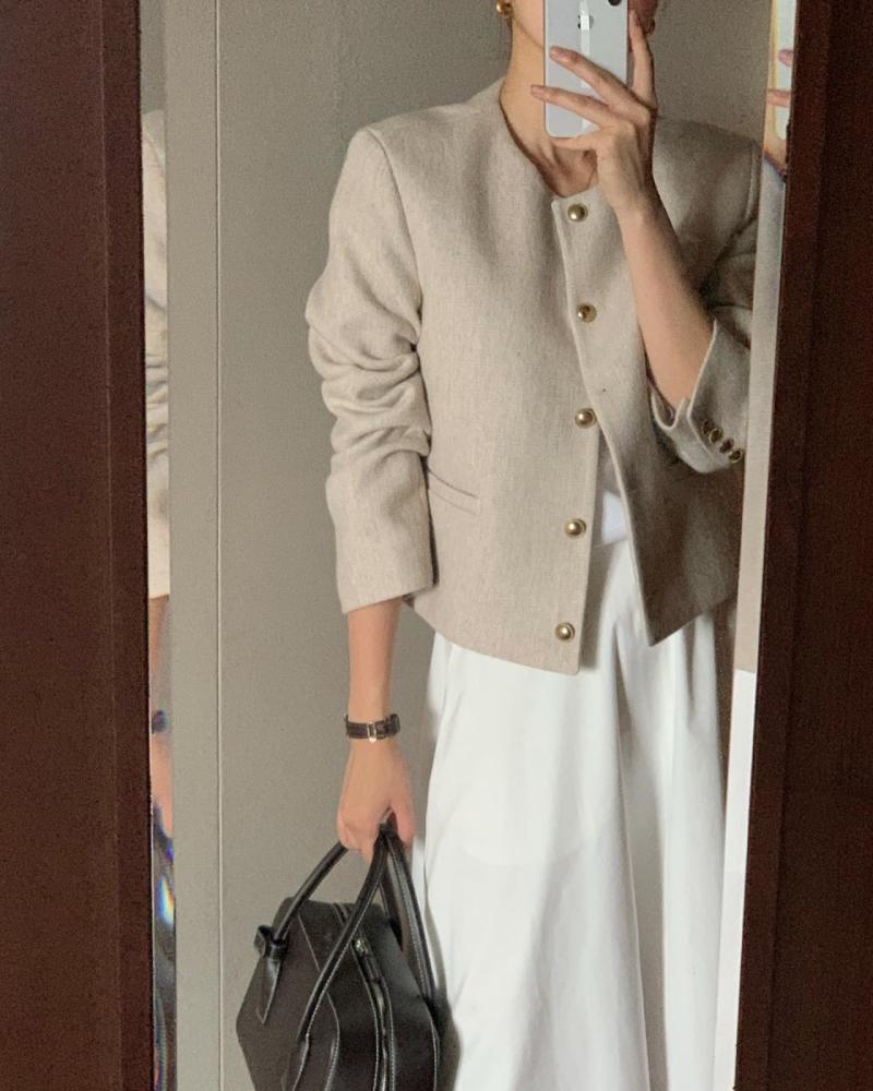 [브라운 제외 당일] 버베인 메이 울 보카시 노카라 자켓 (3color)