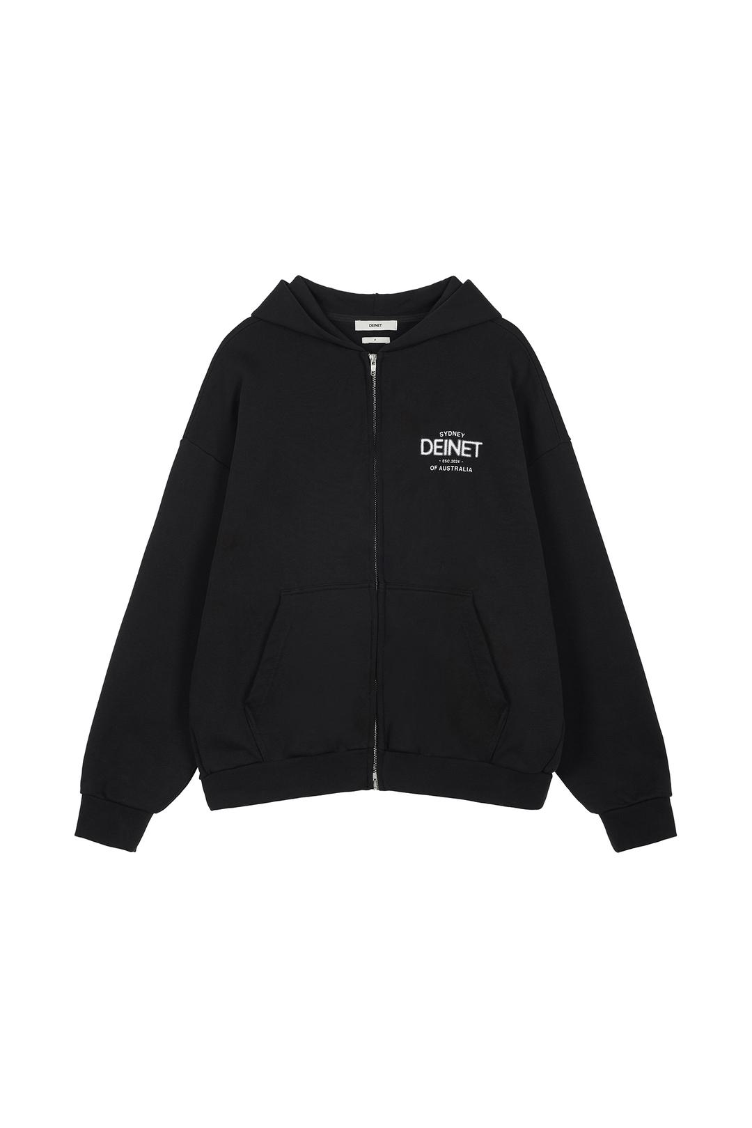 LOST IN SYDNEY ZIP-UP HOODIE IN BLACK