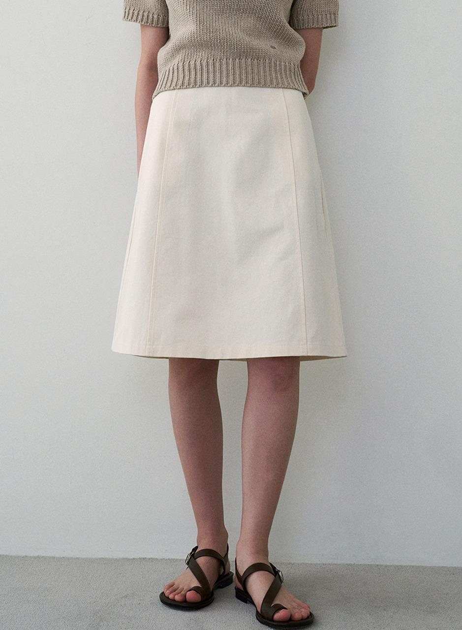 베이직 미디 스커트 - 크림