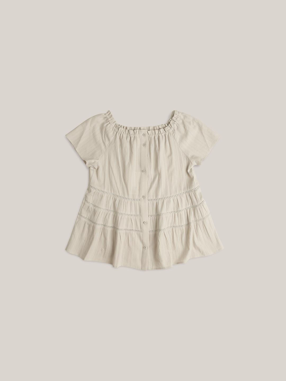 LACE FLARE BLOUSE [ PALE BLUE ]