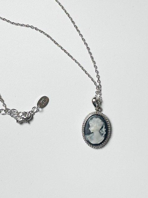 빈티지 무드 카메오 목걸이 [블랙]