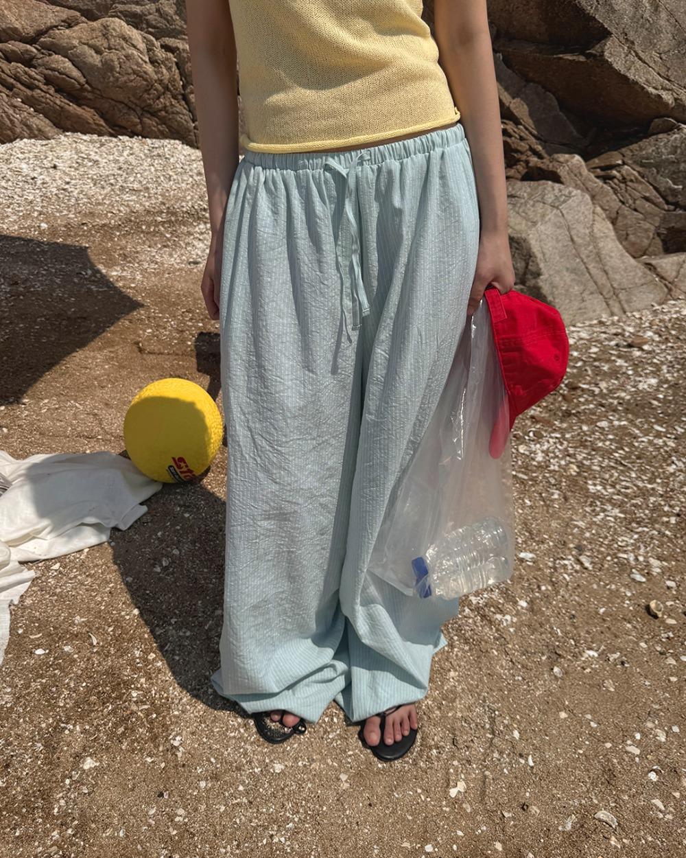 25SS scale stripe wide pants