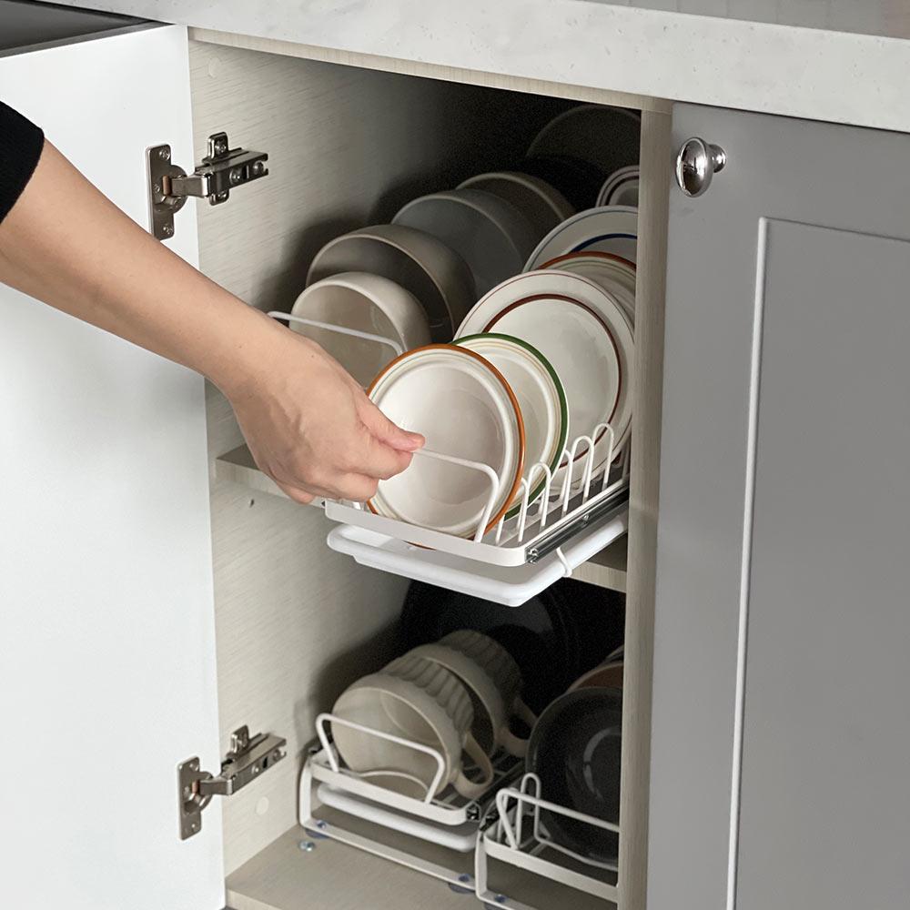 하부장 슬라이딩 그릇 정리함