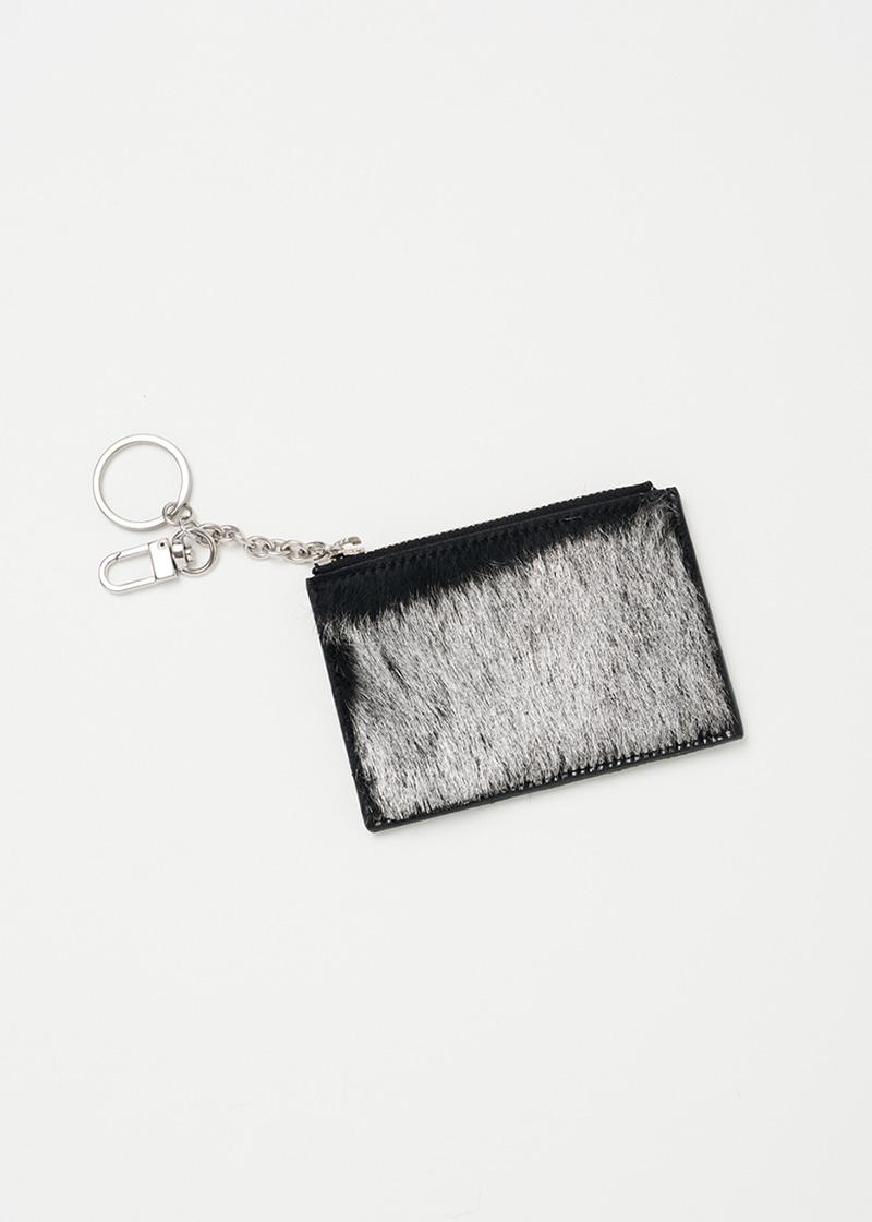 HAIRCALF CARD WALLET IN SILVER IN SILVER