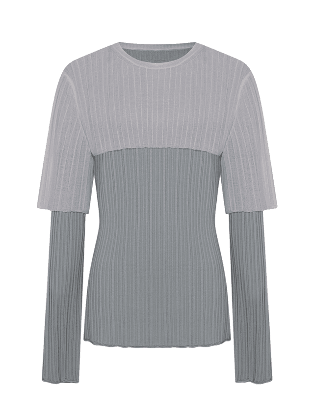 LAYERED TOP IN SILK MIXED LYOCELL AND VISCOSE/ GREY
