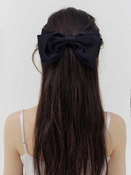 rosy silky black ribbon pin