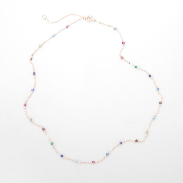 비쥬 미니멀 레인보우 천연 원석 목걸이