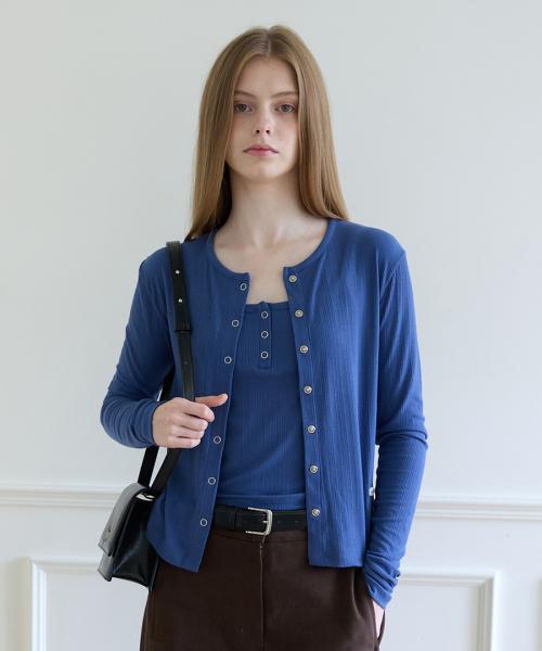 Ring Snap Cardigan - Vintage Blue