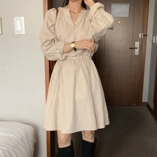 유미스토리 당일배송 [무배] 하객룩 트임 브이넥 A라인 밴딩 플레어 퍼프소매 미니원피스 (2C) 니트원피스 겨울원피스 트위드원피스 연말원피스 뷔스티에원피스 벨벳원피스 후드원피스 오프숄더원피스 빅사이즈원피스 크리스마스원피스 코듀로이원피스 파티룩원피스 기모원피스