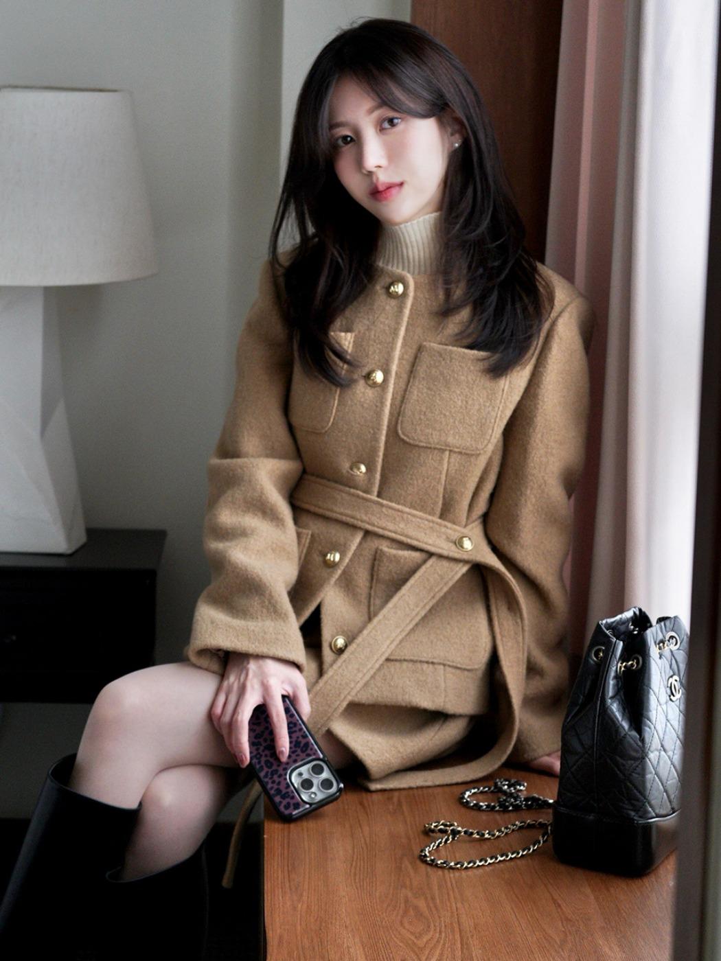 주미니&트렌디에비뉴픽♥벨티드 포켓 울자켓 S254T102