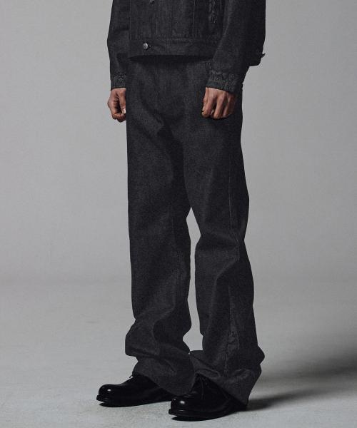 Python Layered Denim Pants - Black