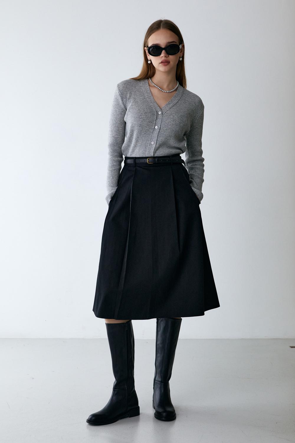 [예약배송 10/18] Hie a-line skirts_black