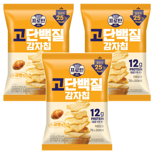 롯데웰푸드 이지프로틴 고단백질 감자칩 소금빵맛, 50g, 3개