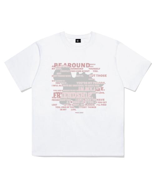 사우루스 실루엣 프린팅 반팔티 화이트