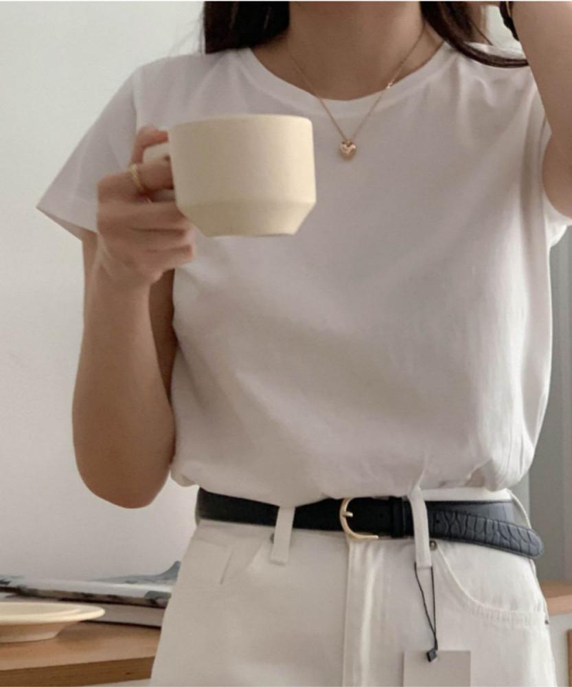 [NEW/당일출고] miel 미엘 오가닉 티셔츠 기본 라운드반팔 무지반팔티