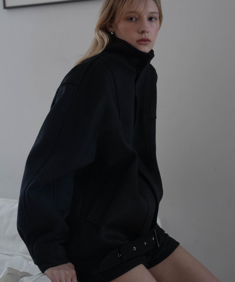 Belted Wool Half Jacket [Black]