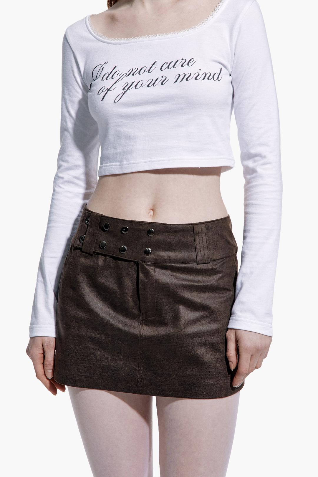 LOW-RISE VINTAGE LEATHER SKIRT BROWN [03/07 OPEN]