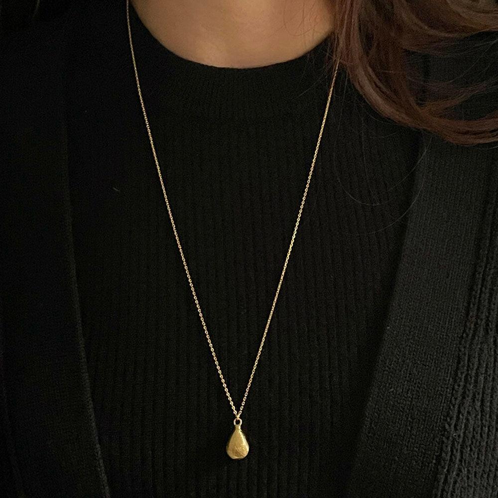oar Silver925 Raindrop Long Necklace [18kGold Plated]
