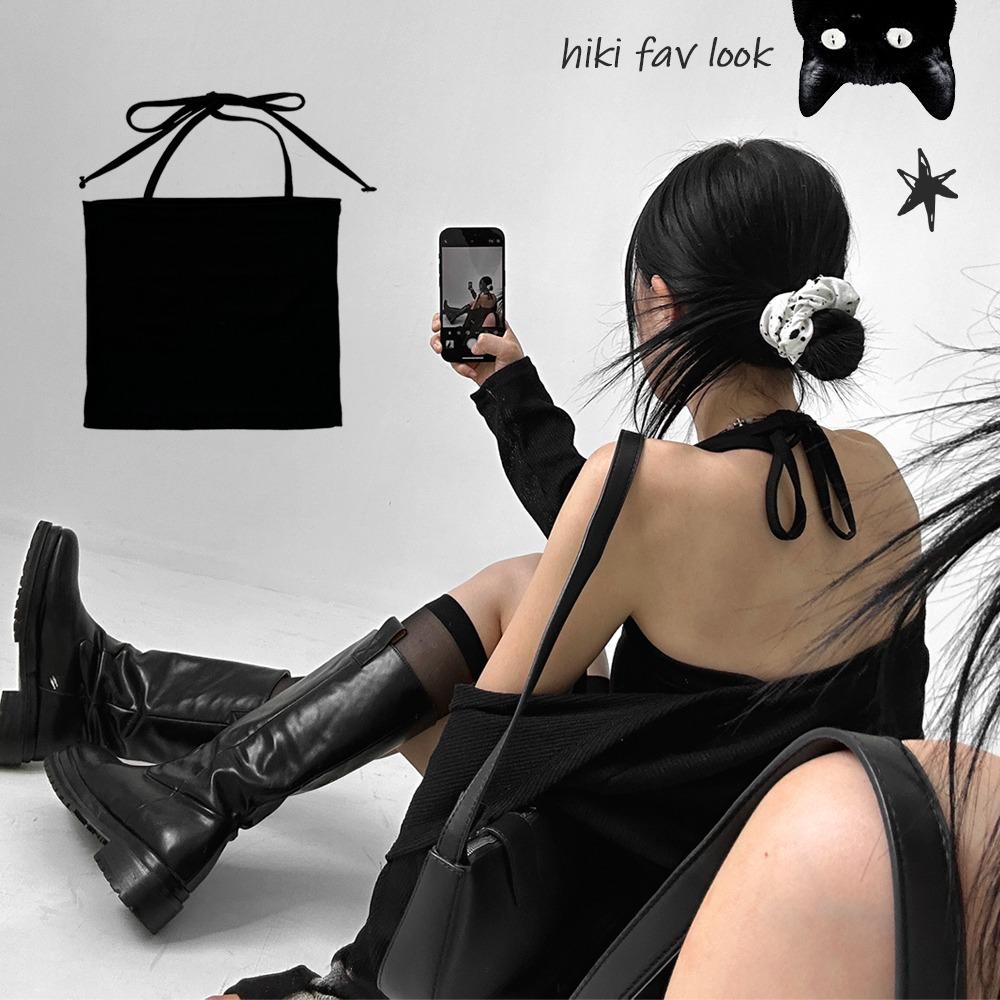 일자넥 레이어드 스판 이너 베이직 크롭 홀터넥 나시탑