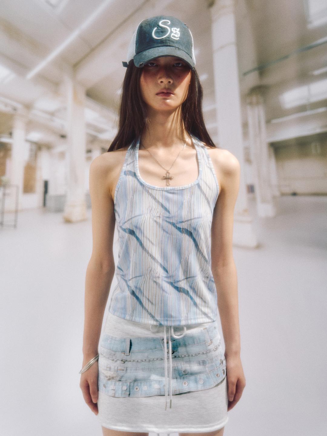 HALIE HALTERNECK TOP_BLUE