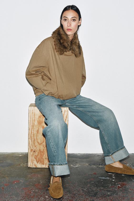 뽀글이 스웨이드 레더 로퍼