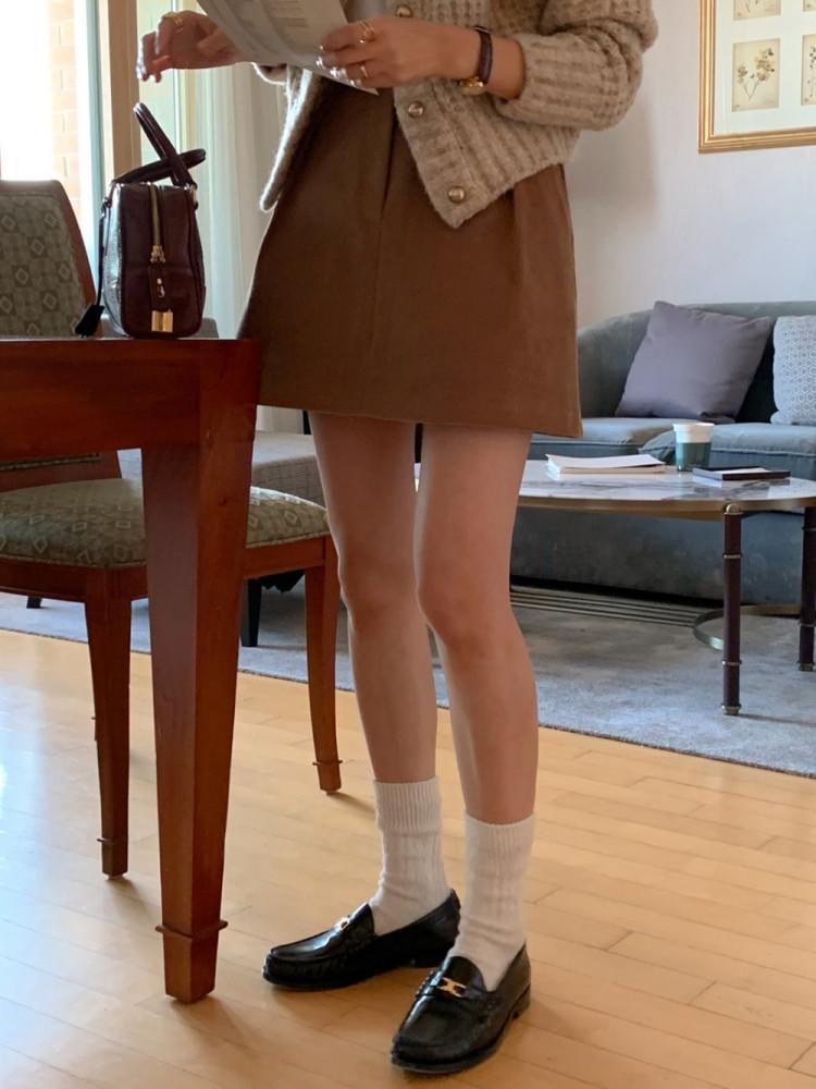 areing 아잉 밀크 스커트 골덴 코듀로이 핀턱 A라인 미니 sk (3color)