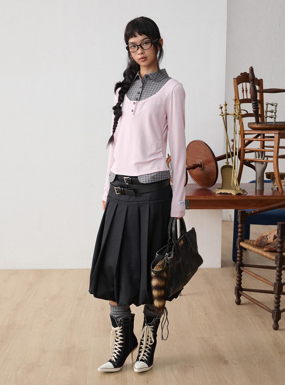 Multi-Strap Pleated Tulip Skirt