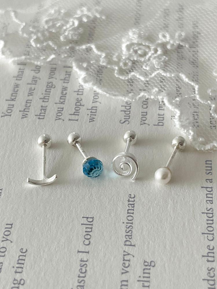 [set] [둥그런/ 925 silver] 스토미 은 피어싱 4 set (2 type)