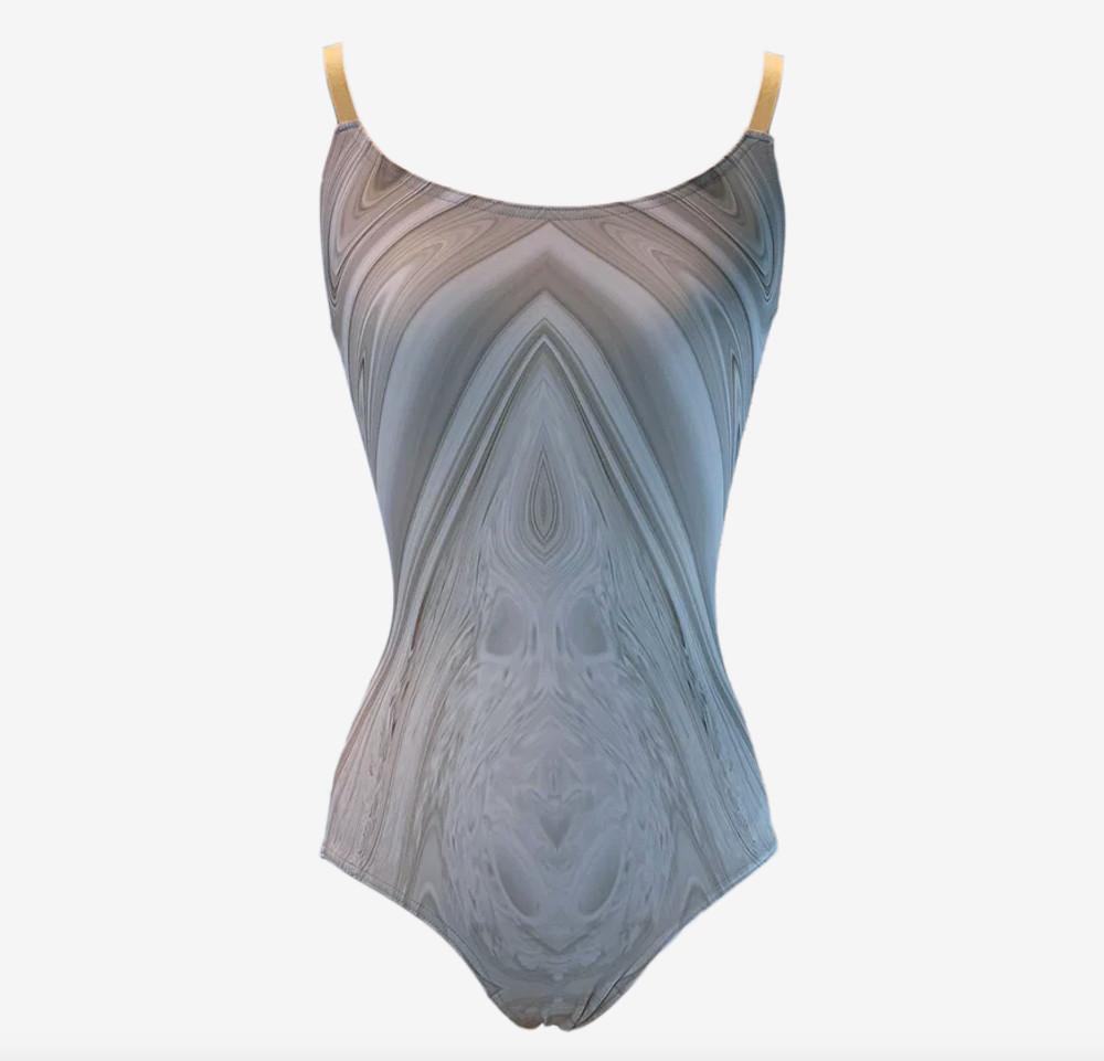 [JL-GAZELLE] Marble Print Leotard - Light Grey 발레 레오타드 발레복 수영복 모노키니