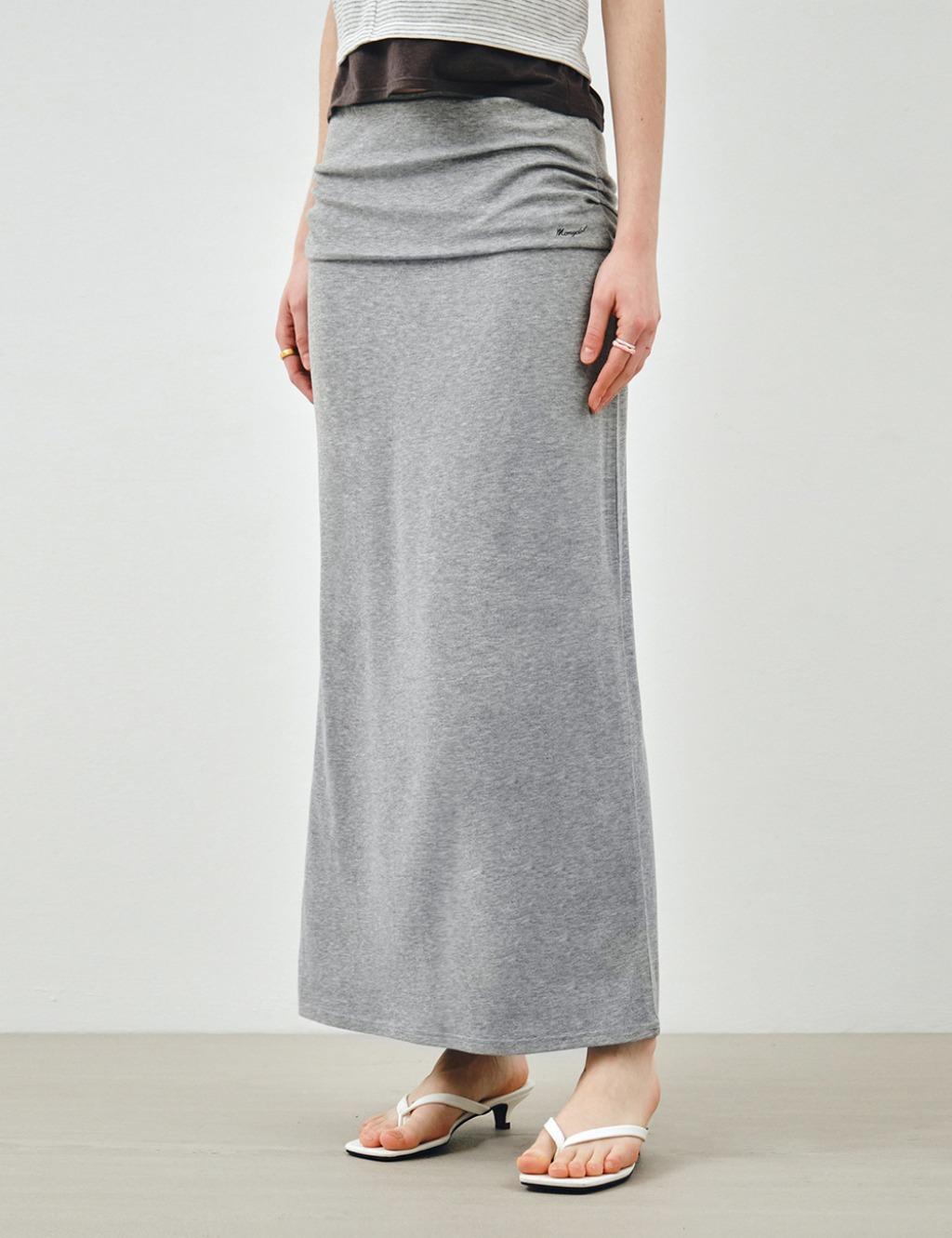 폴더블 밴딩 롱 스커트 그레이 MDSK034GRAY