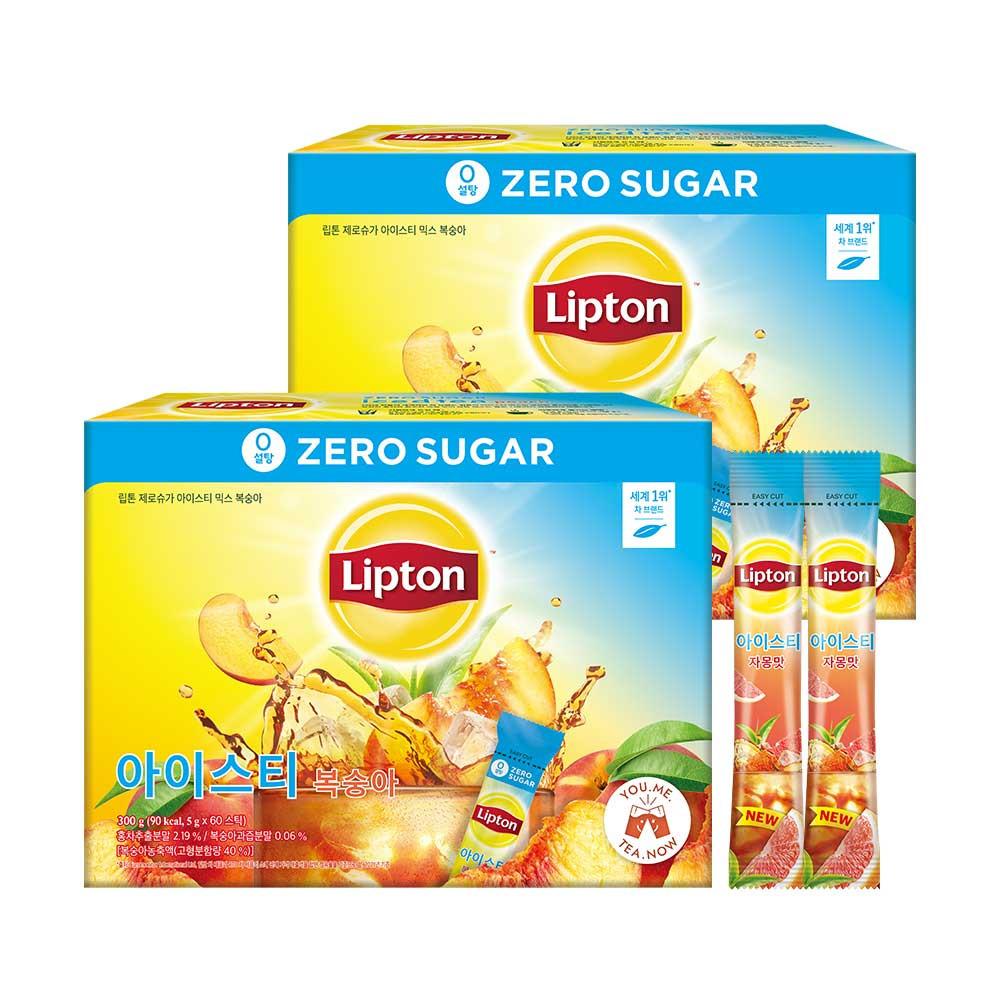 립톤 제로슈가 아이스티 믹스 복숭아 5g x 60개입 2개 [원산지:국산]