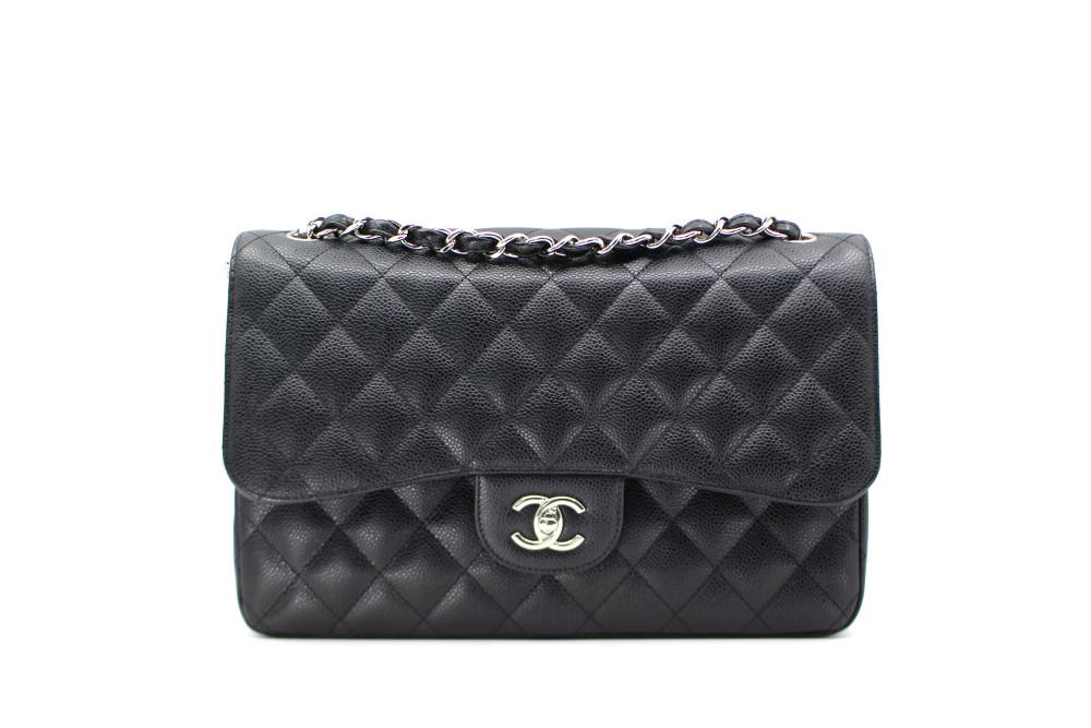 [스크래치] 샤넬 클래식 캐비어 라지 블랙 점보 은장 A58600