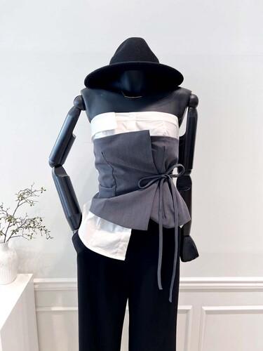 [VIVA] 23SS 레이어드 랩 탑 블라우스