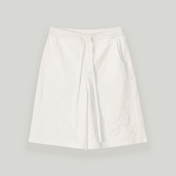 White Ribbon Bermuda Pants