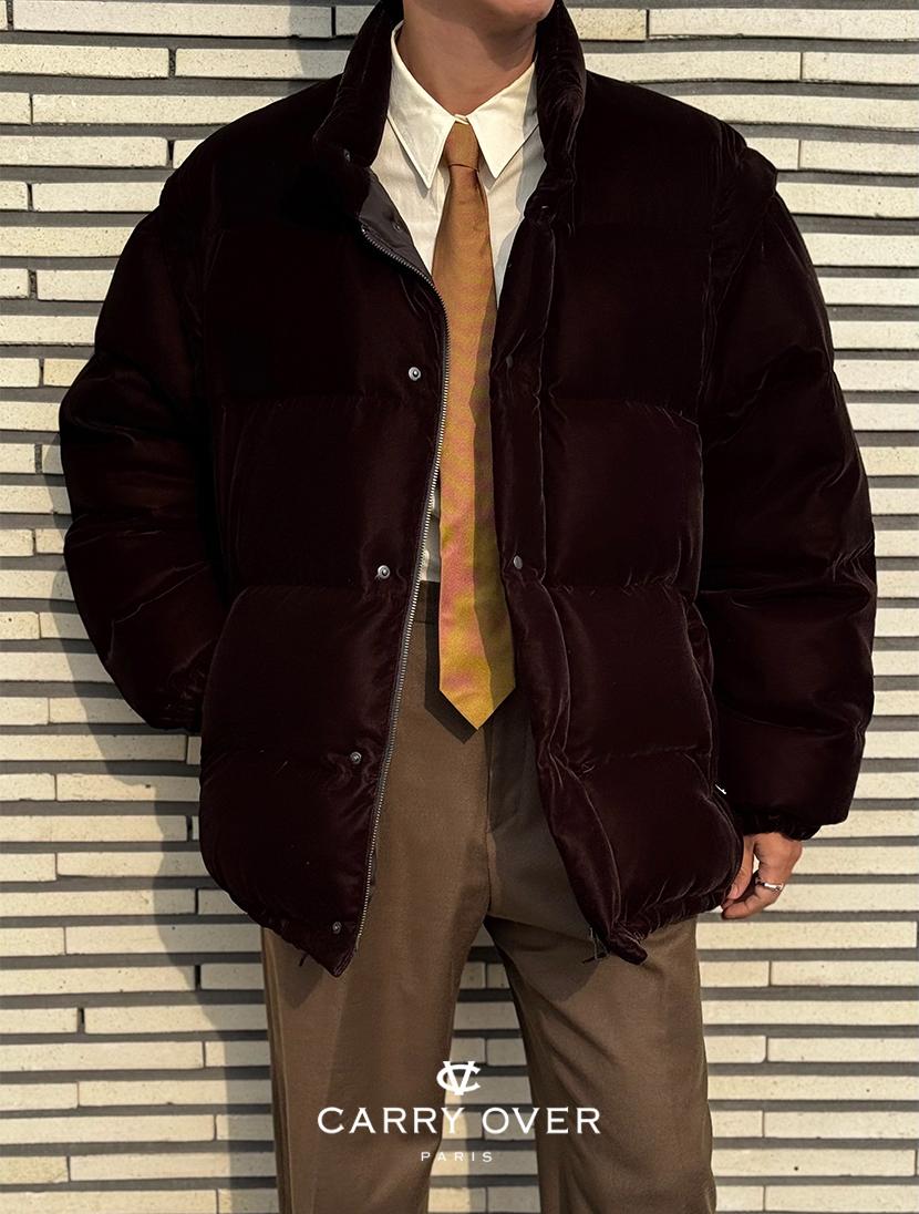 리퀴드 벨벳 컨버터블 다운 패딩 ( BROWN )