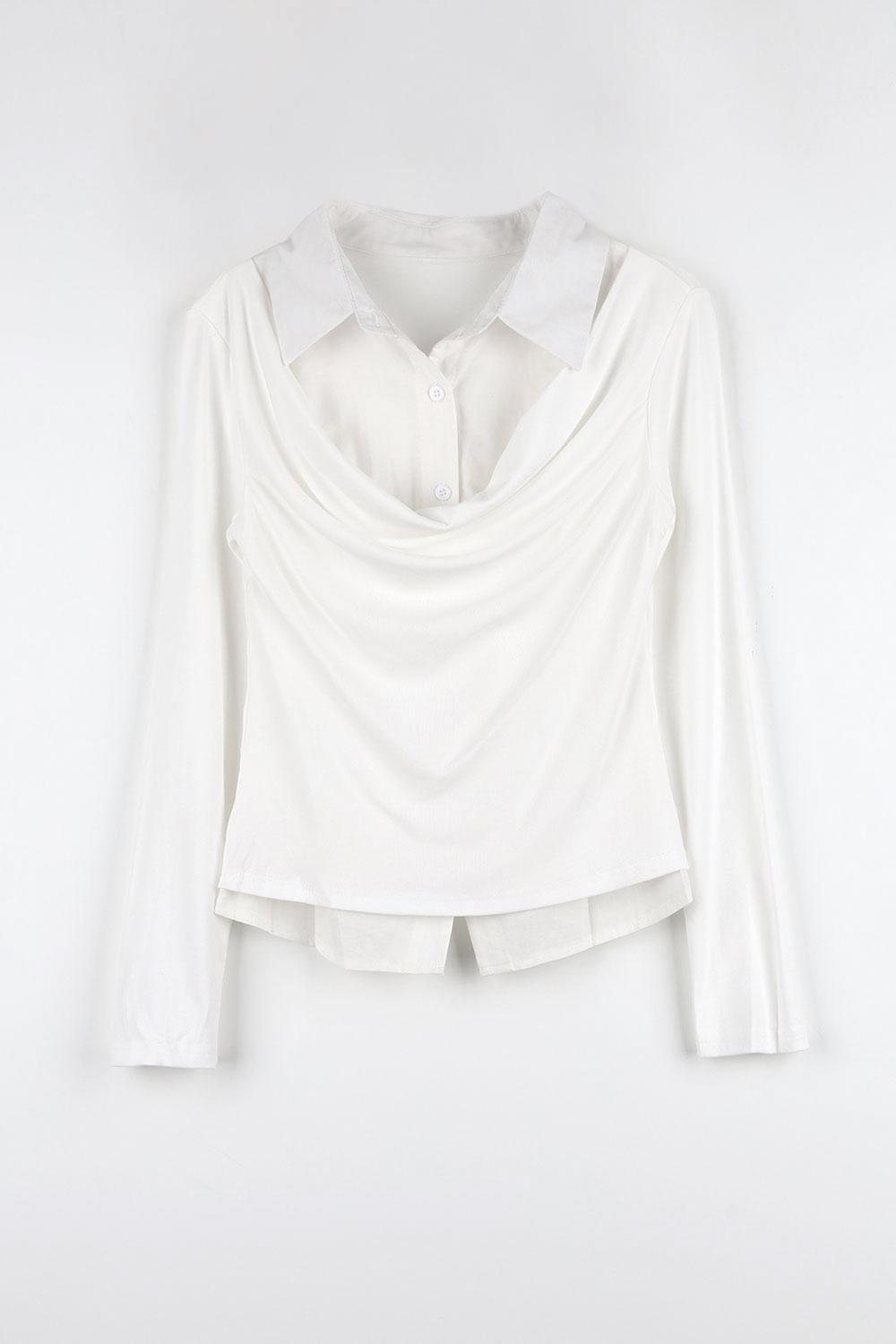 컬러인아이디 [MD PICK/차콜 당일발송] 세토 셔츠 레이어 셔링 티