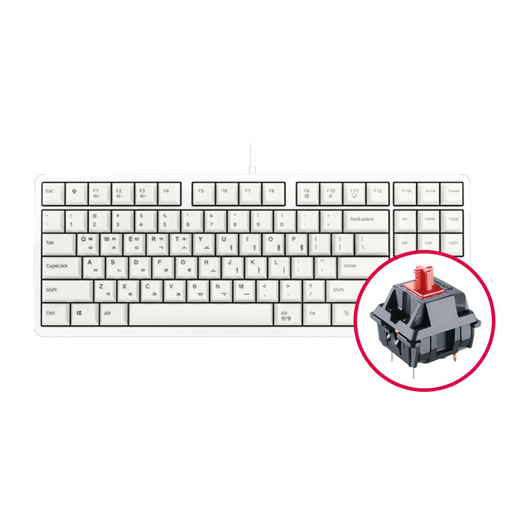 체리키보드 G80-3000S TKL 무보강 체리축 텐키리스 게이밍 기계식 키보드 화이트 적축