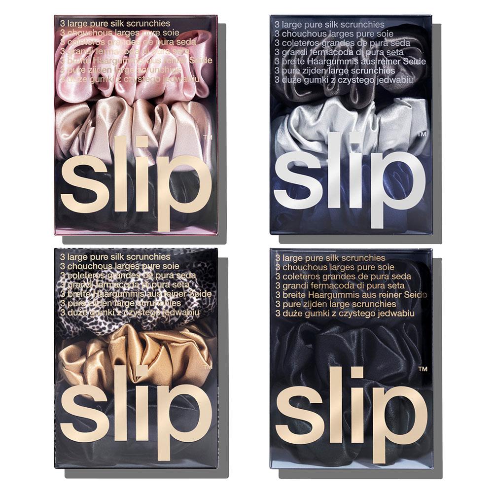 Slip 슬립 라지 스크런치 실크 헤어 머리끈 멀티 미드나잇 레오파드 블랙 곱창밴드