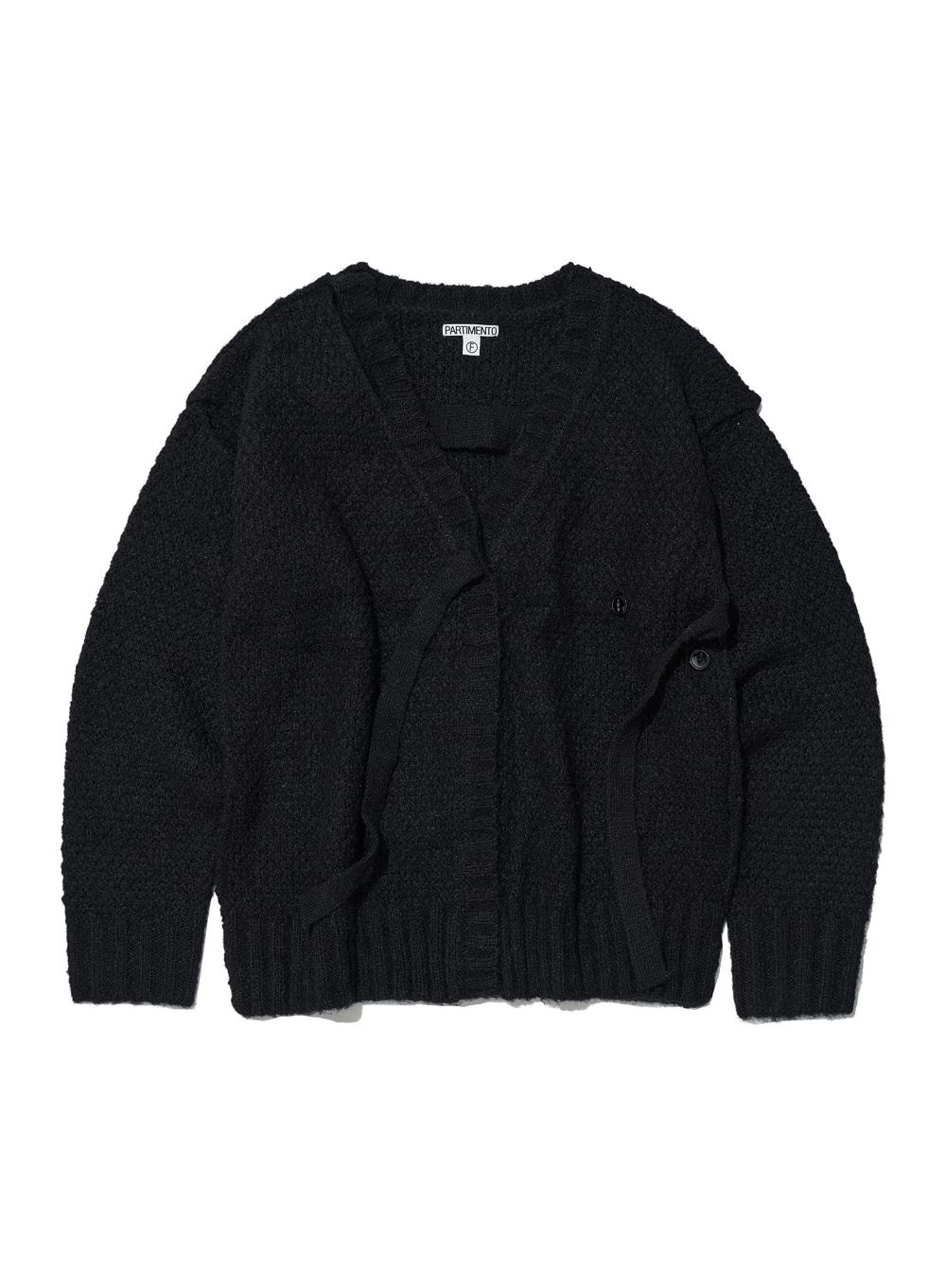 [WOMEN] CUT-OUT WRAP KNIT CARDIGAN_BLACK