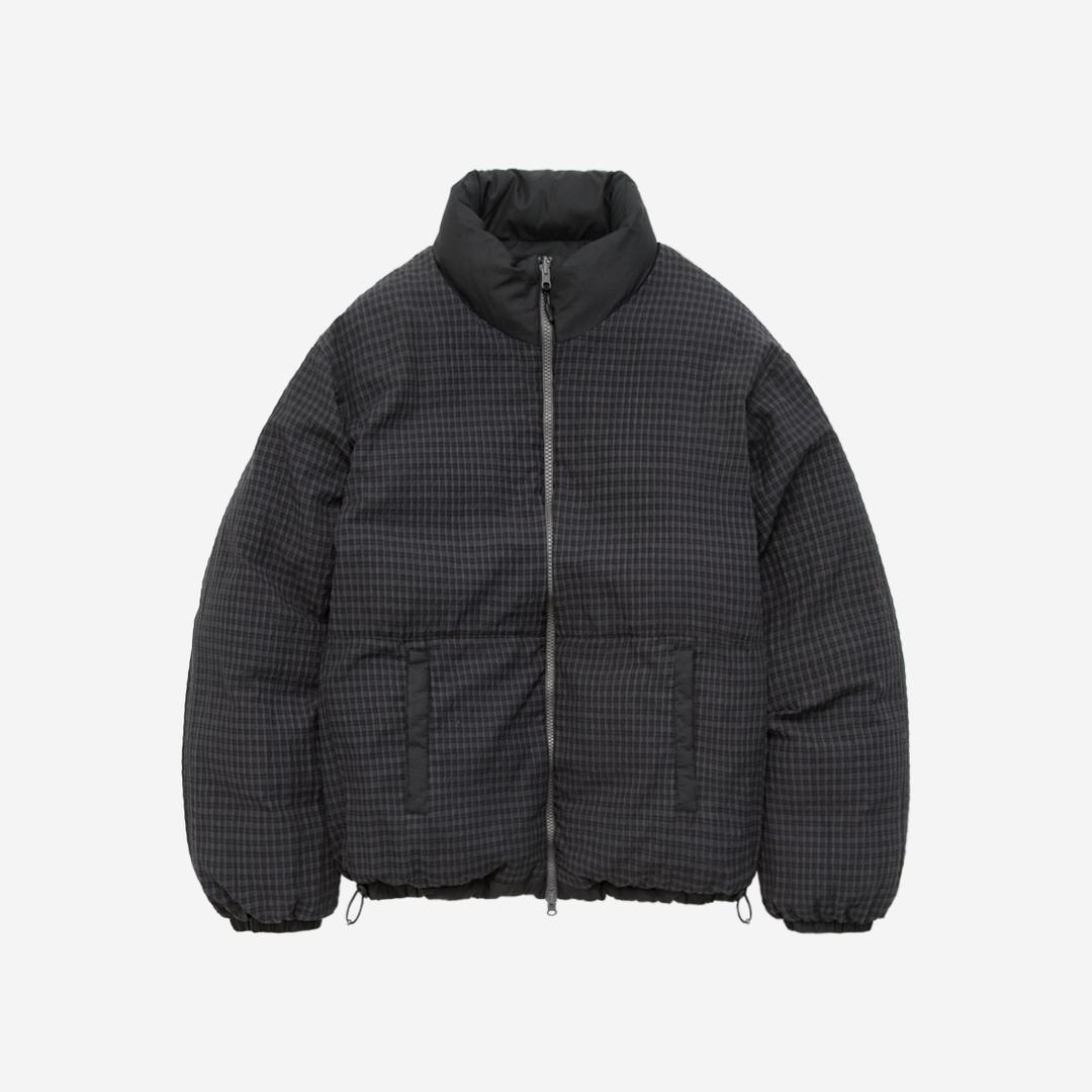 (01.10 PM6:00) reversible puffer jacket - sage + charcoal check