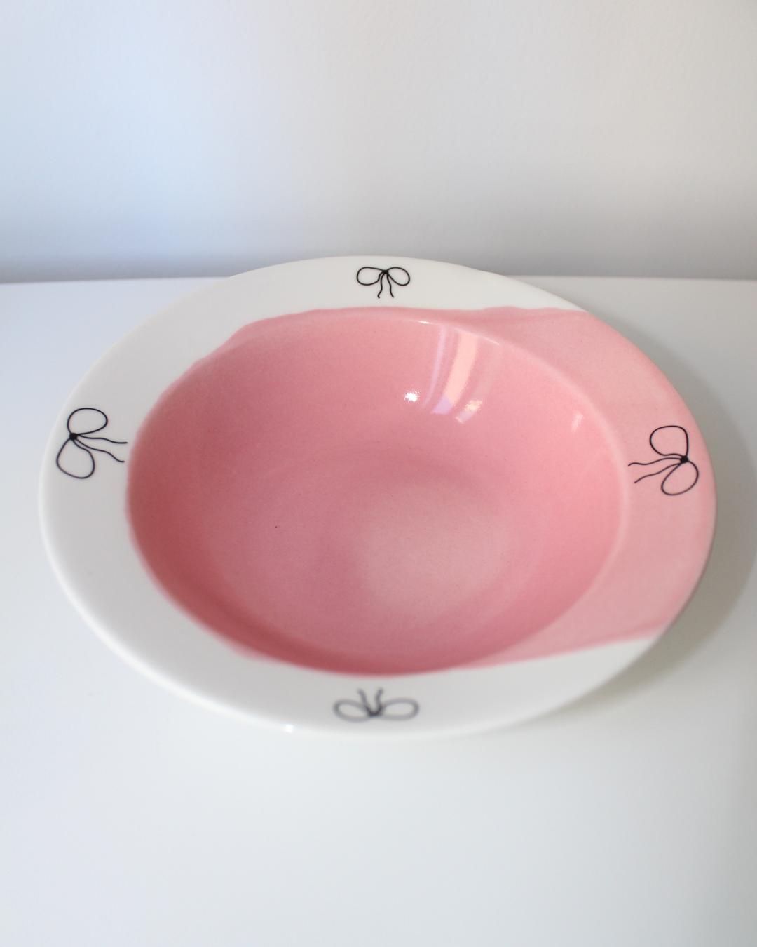 [holiday] Bow ribbon plate : pink