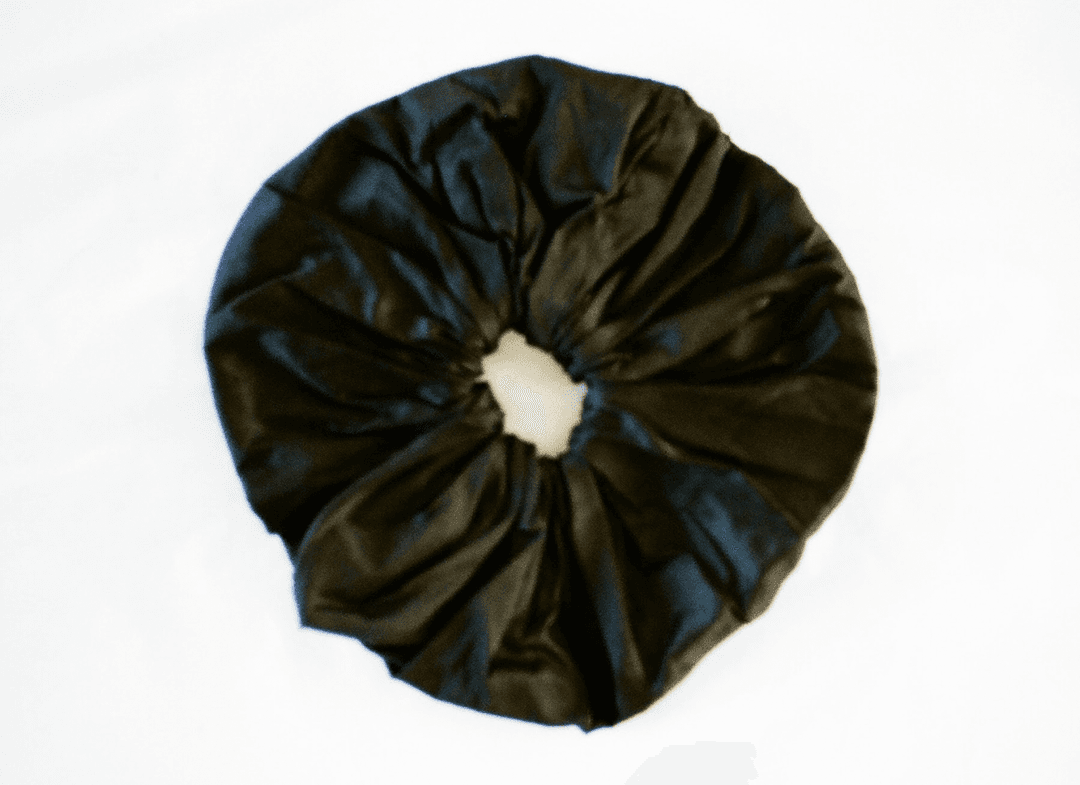 Dupion Frill Scrunchie - Black