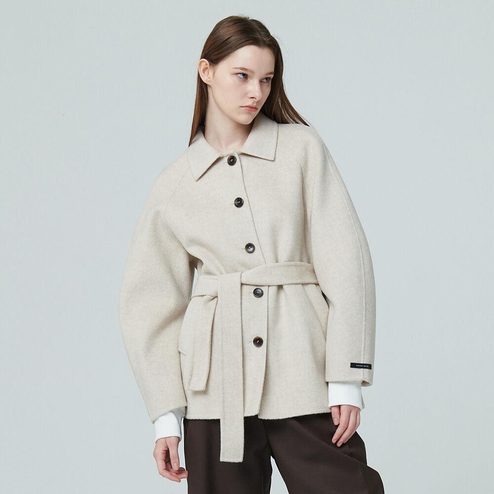 Handmade Raglan Half Coat - Oatmeal