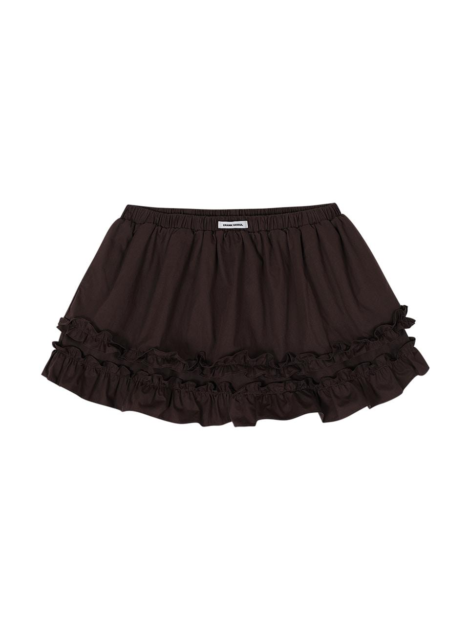 FRILL LAYERED MINI SKIRT_BROWN