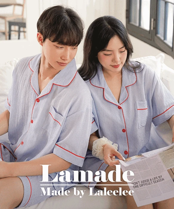 [라메이드] 반반 러브콕 시티라인 잠옷 상하세트 (2403)