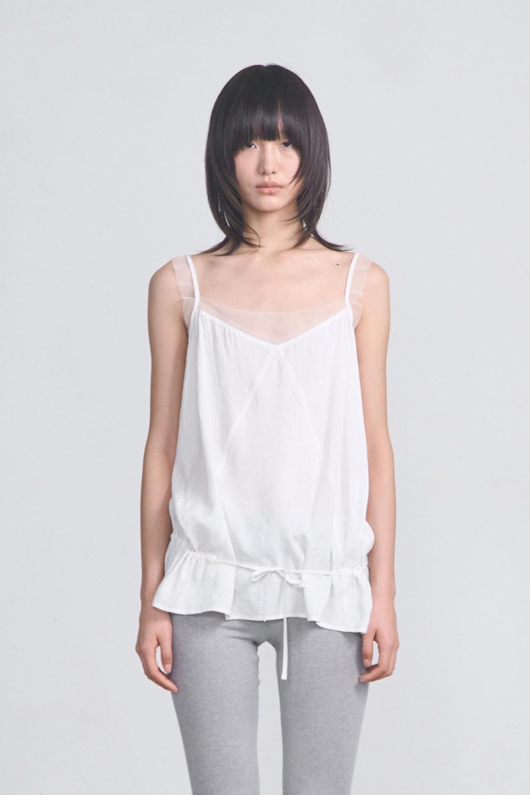 Sheer Frill Sleeveless _ Ivory